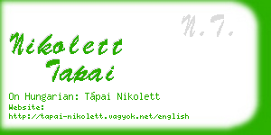 nikolett tapai business card